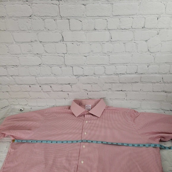 Brooks Brothers Traditional Non Iron Pink/Red Striped L/S Mens Dress Button Up - Picture 10 of 11